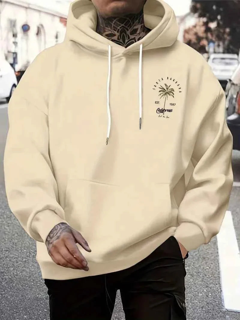 Sudadera con capucha estampada de palmeras tropicales