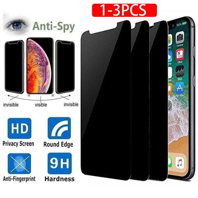 3PCS Anti-Spy Tempered Glass Screen Protectors for iPhone