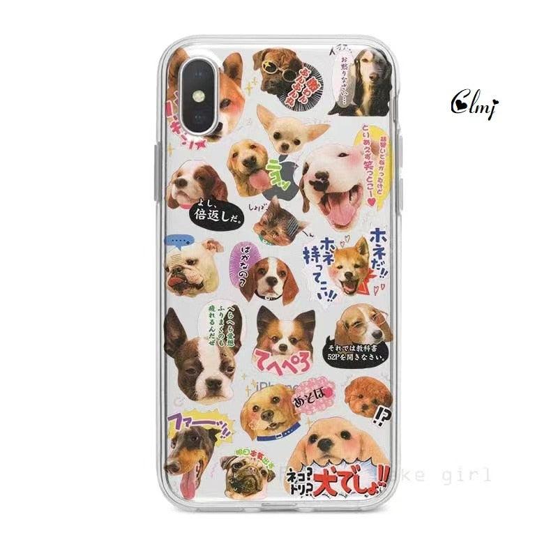 Funda de teléfono linda de gato y perro para modelos de iPhone y Samsung