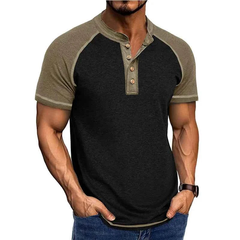 Camiseta de Cuello Alto de Parches Retro para Hombre