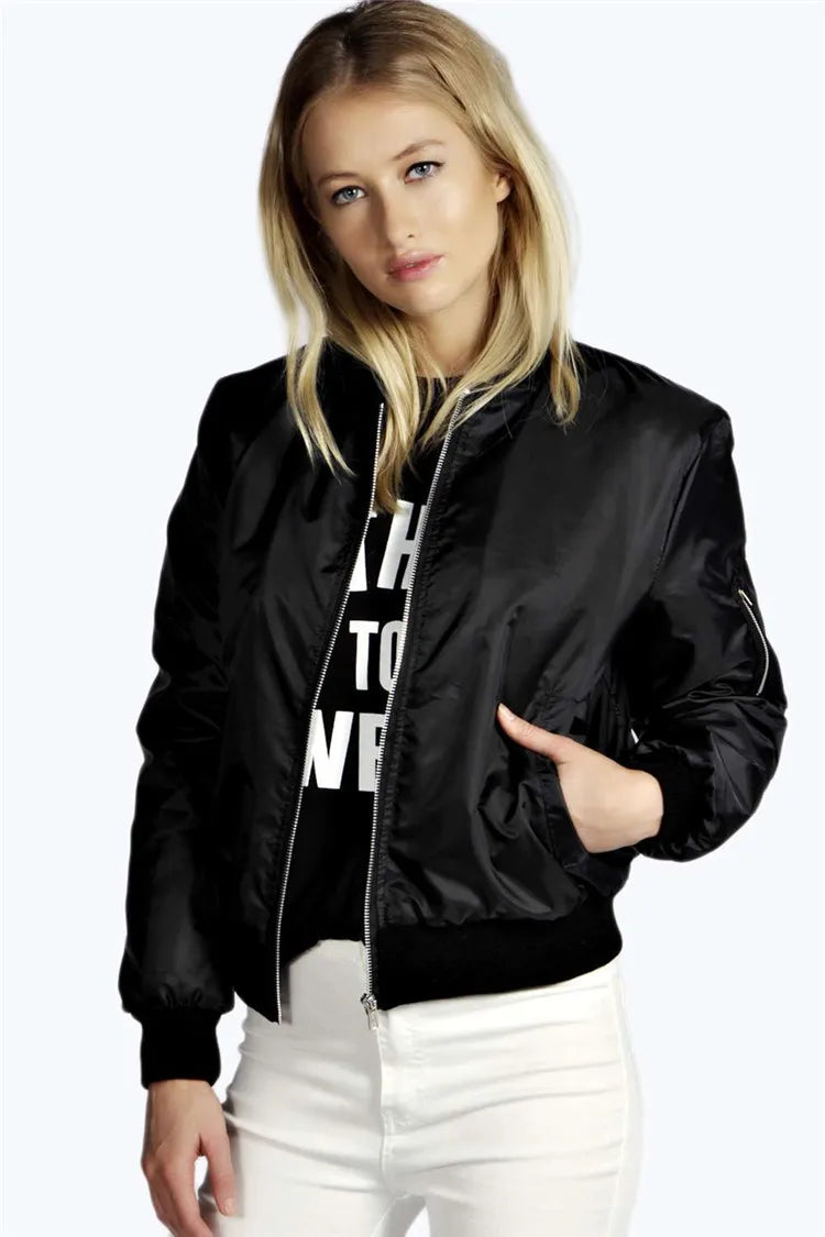 Chaqueta Bomber O-Cuello Vintage Chic: Esencial Atemporal de Otoño