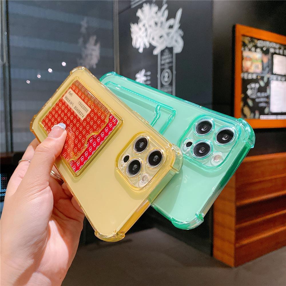 Transparent Card Slot Holder Case for iPhone Models