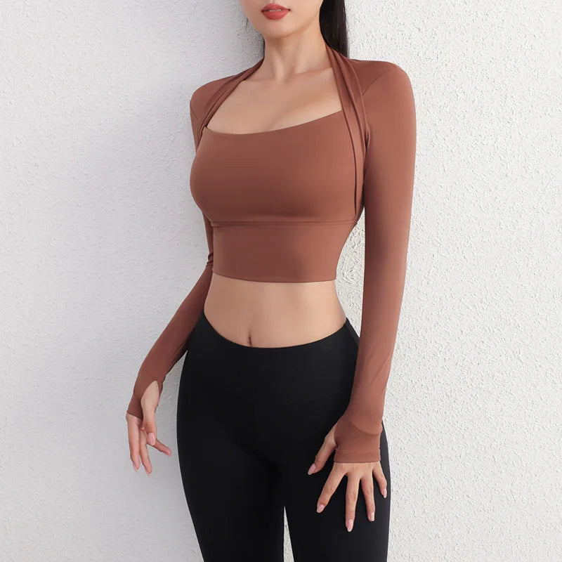 Padded Long Sleeve Yoga Crop Top