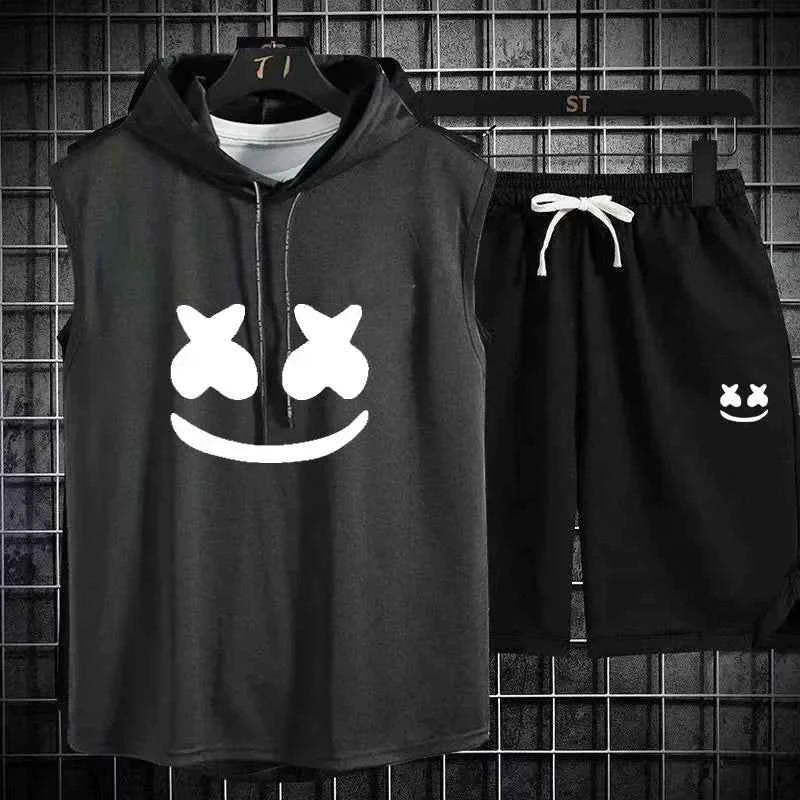 Conjunto de chándal con capucha casual para hombres de verano
