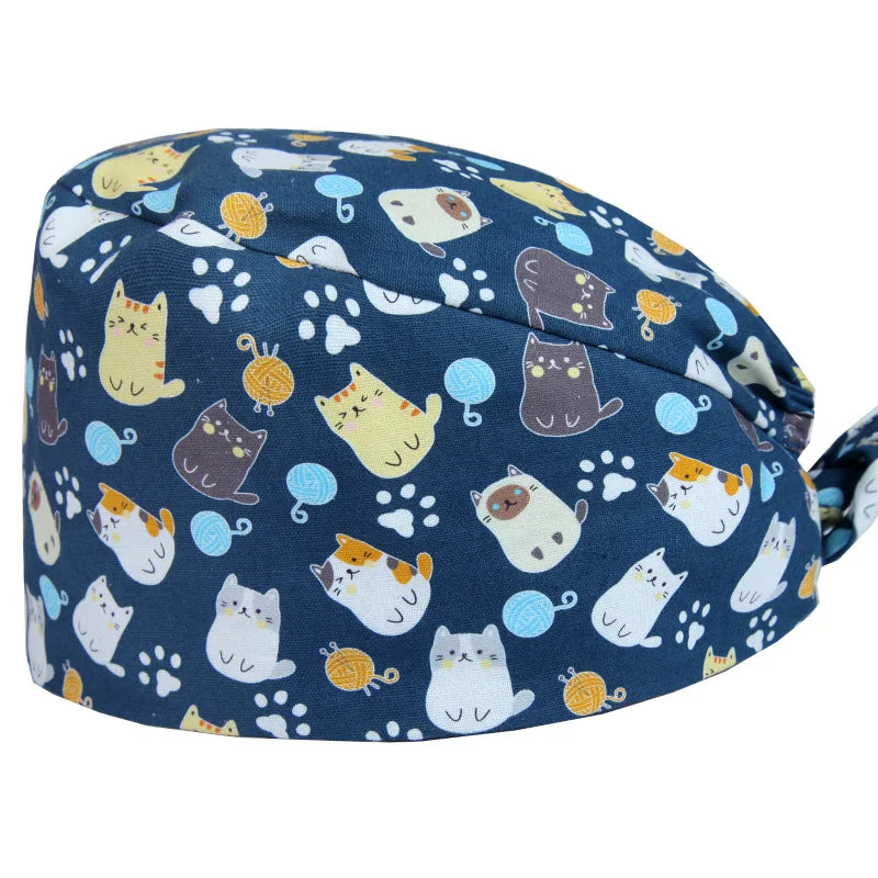 Gorros Quirúrgicos con Estampado de Osito para Cabello Largo