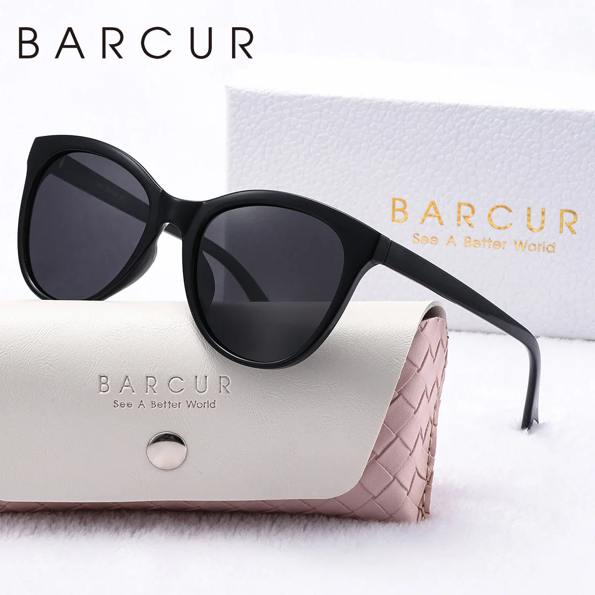 Lunettes de soleil transparentes en forme de chat pour femmes BARCUR - Polarisées UV400