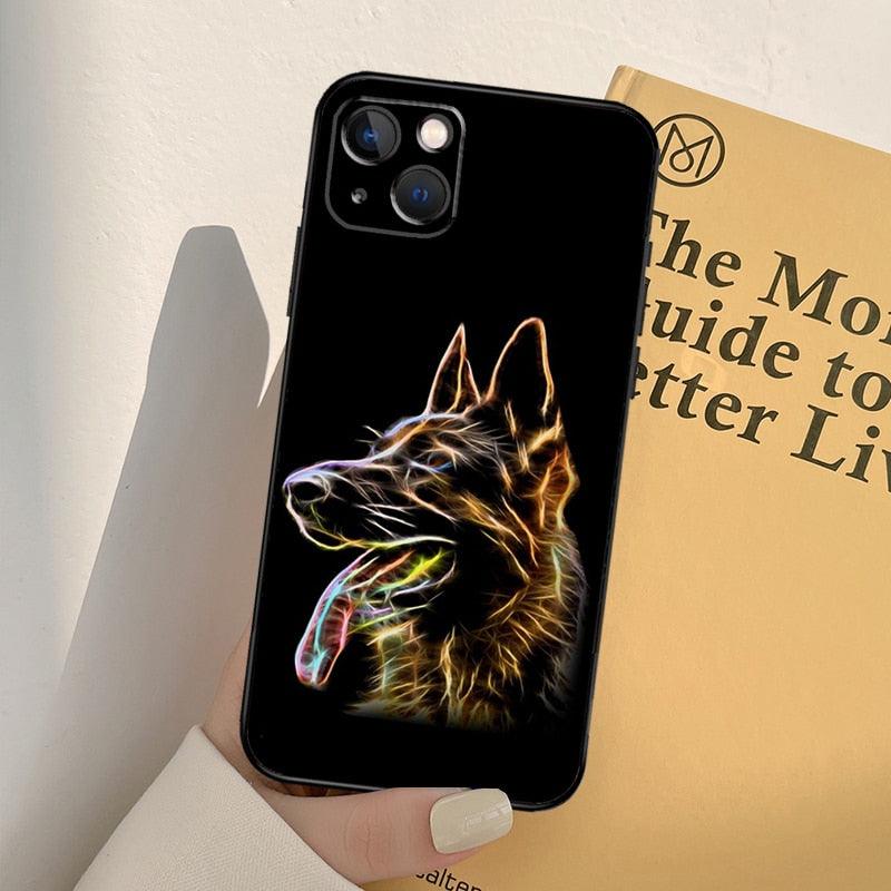 Cartoon German Shepherd Phone Case for iPhone Models