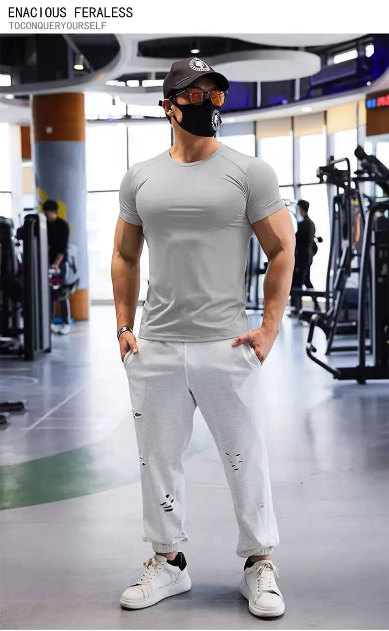 T-shirts de sport pour hommes grande taille en tissu Dry Fit