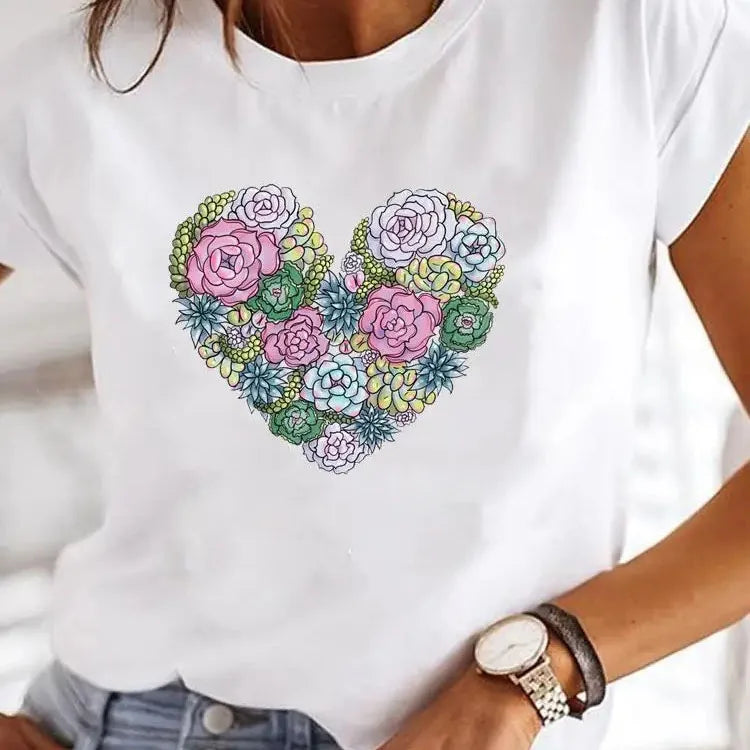 Heart Vibe: Camiseta O-Cuello Elástica de los 90