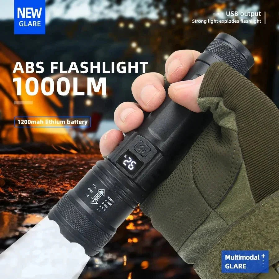 Lampe de poche tactique LED 2000LM - Torche portable rechargeable par USB