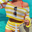 Conjunto de Top Corto de Punto Off Shoulder y Pantalones Cortos para Mujer