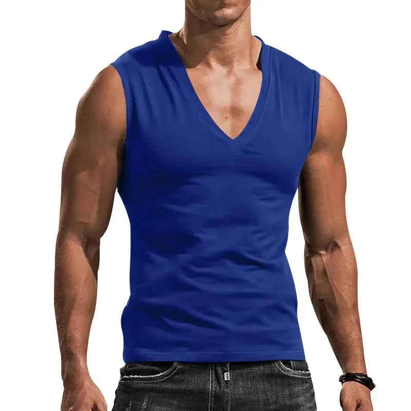 Débardeur d'entraînement en coton pour hommes, été, col en V