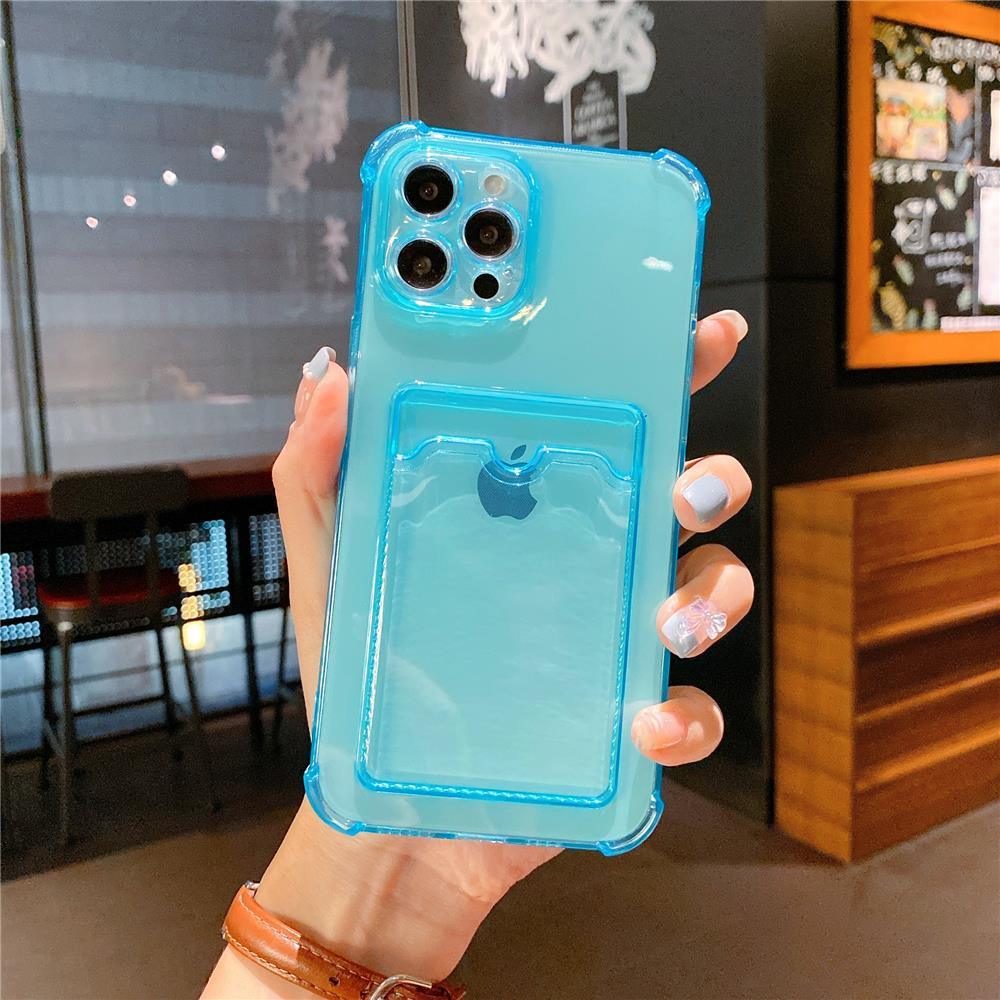 Transparent Card Slot Holder Case for iPhone Models