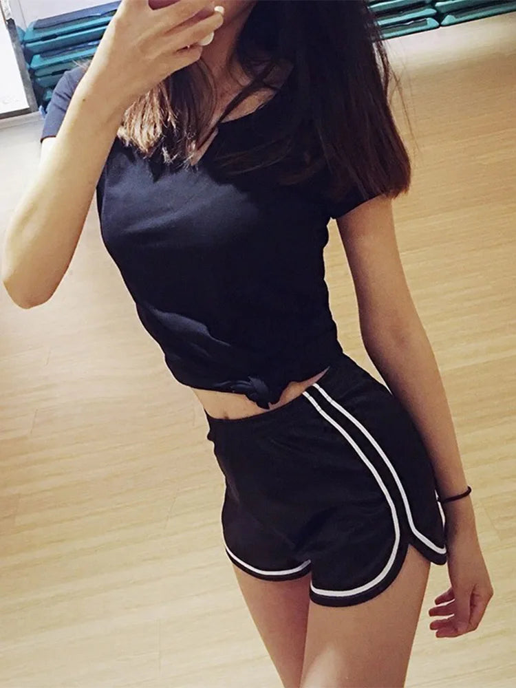 Pantalones Cortos de Playa de Seda de Verano para Mujer - Borde Blanco