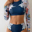 Vintage Floral Long Sleeve Bikini Set