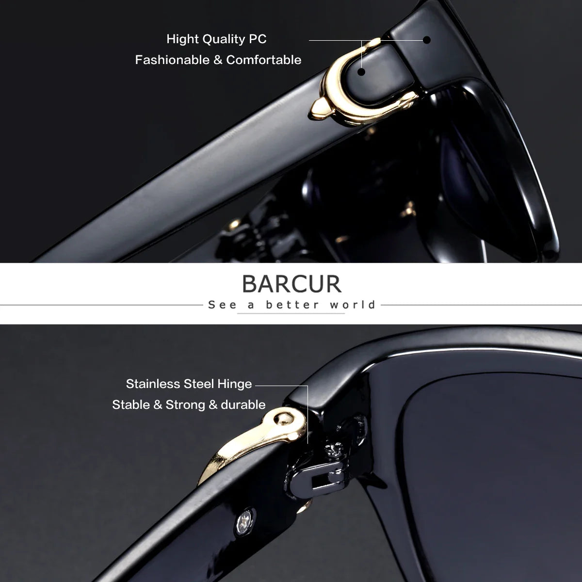 Gafas de sol de moda para hombres BARCUR polarizadas - Protección UV400 elegante