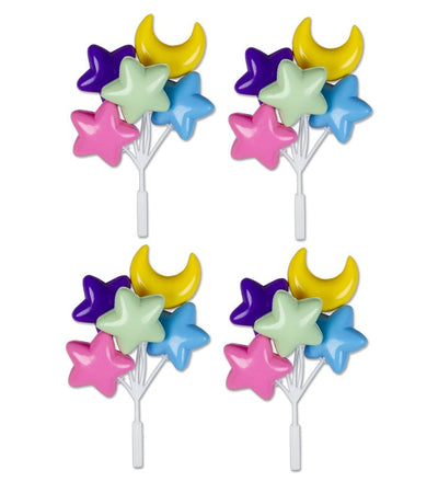 Large Stars & Moon Balloon Cluster - 5" Long