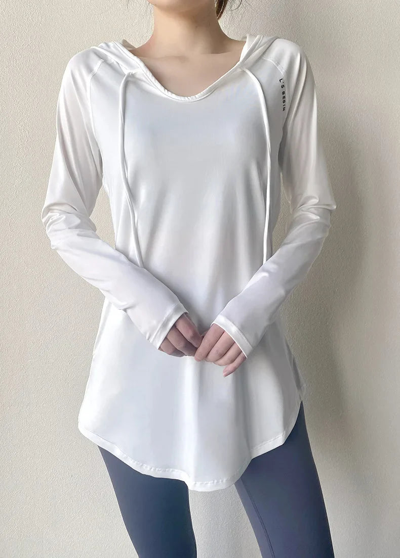 Camiseta con capucha para yoga y running AirFlow para mujer