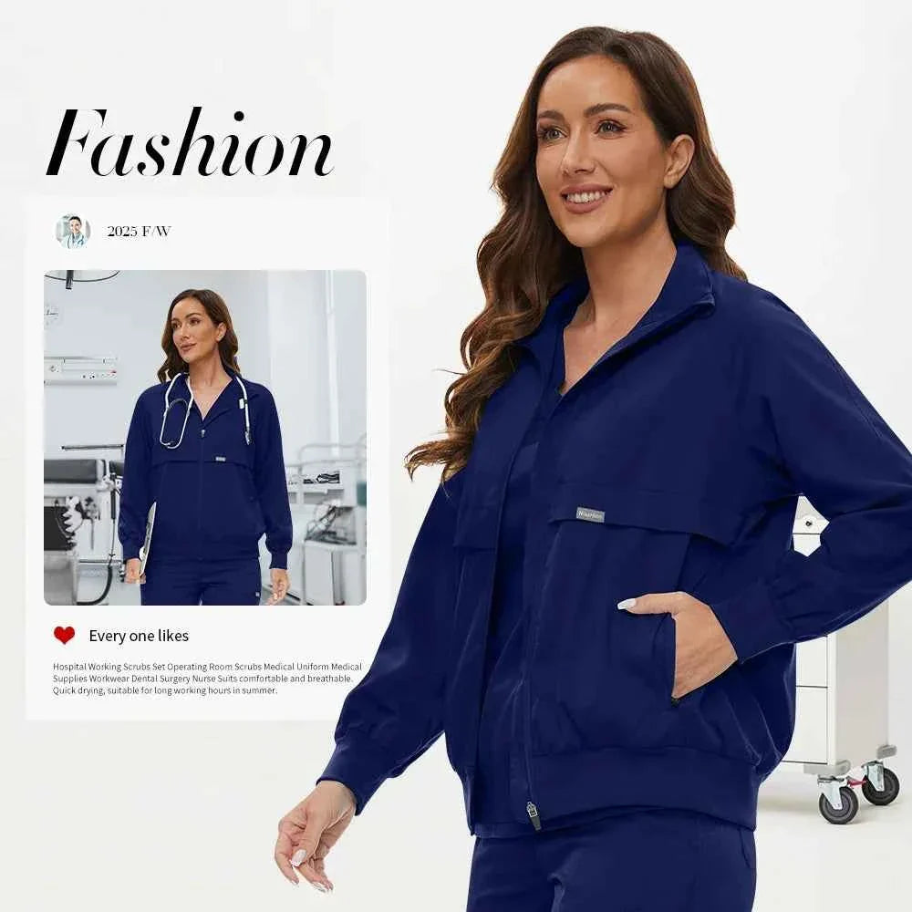 Chaqueta de Scrubs de Enfermería de Manga Larga Niaahinn