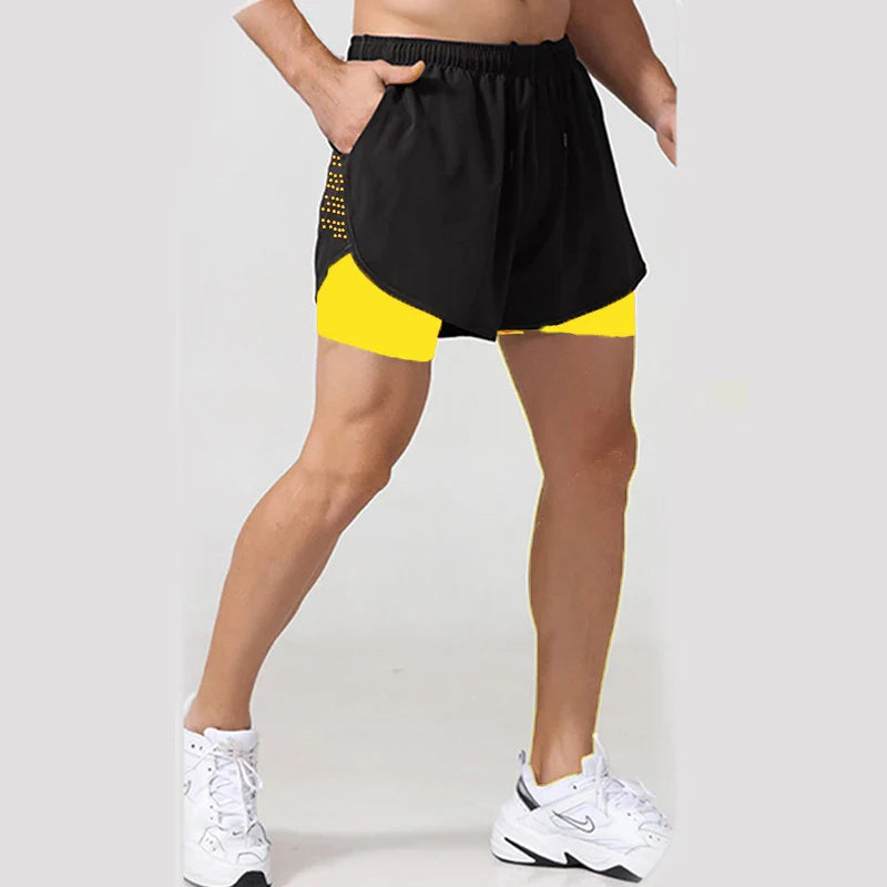 Shorts de course 2 en 1 pour hommes à séchage rapide
