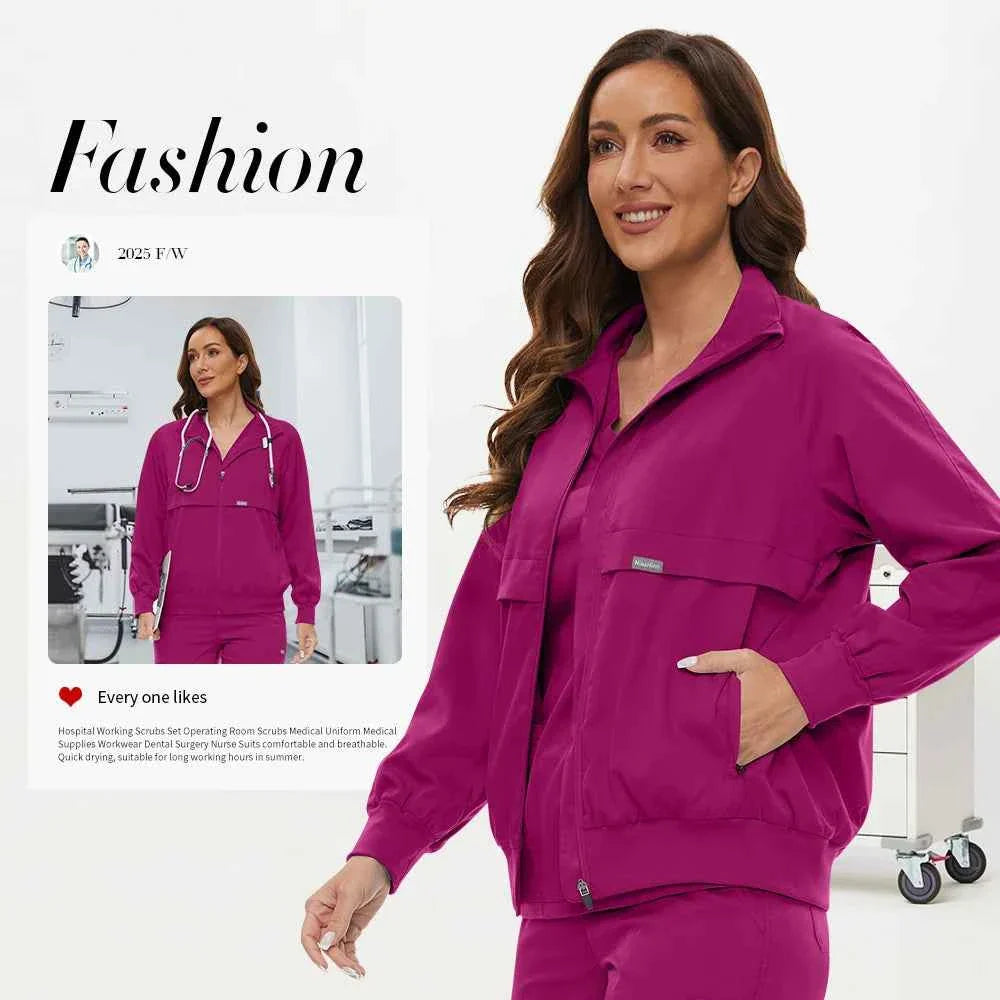 Chaqueta de Scrubs de Enfermería de Manga Larga Niaahinn