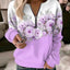 Floral Oversized Zip-Up Hoodie for Women