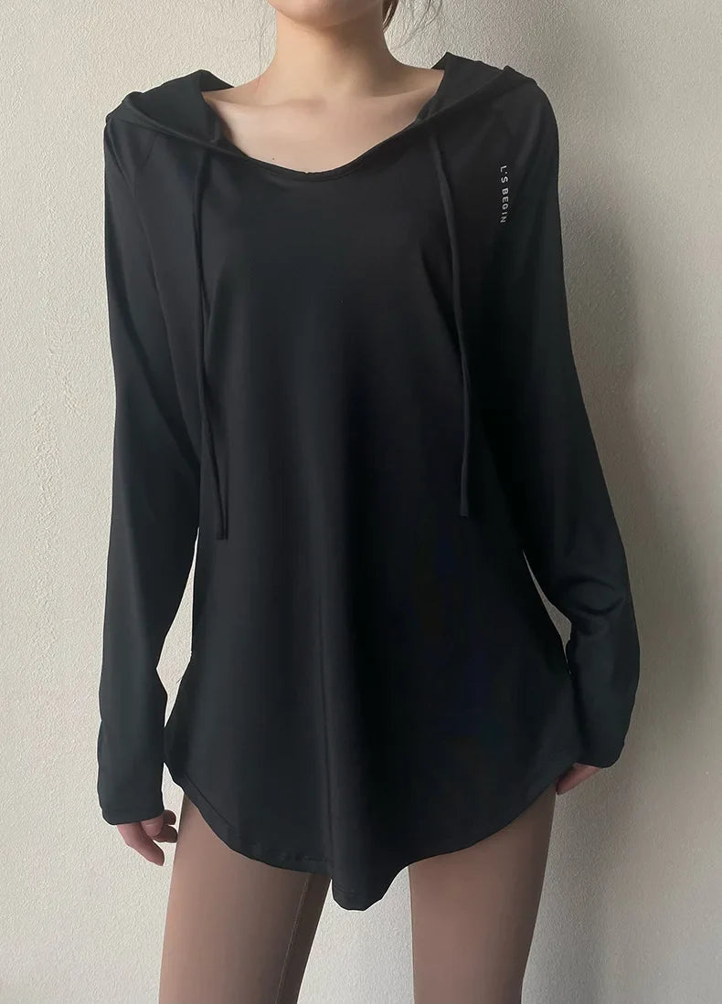 Camiseta con capucha para yoga y running AirFlow para mujer