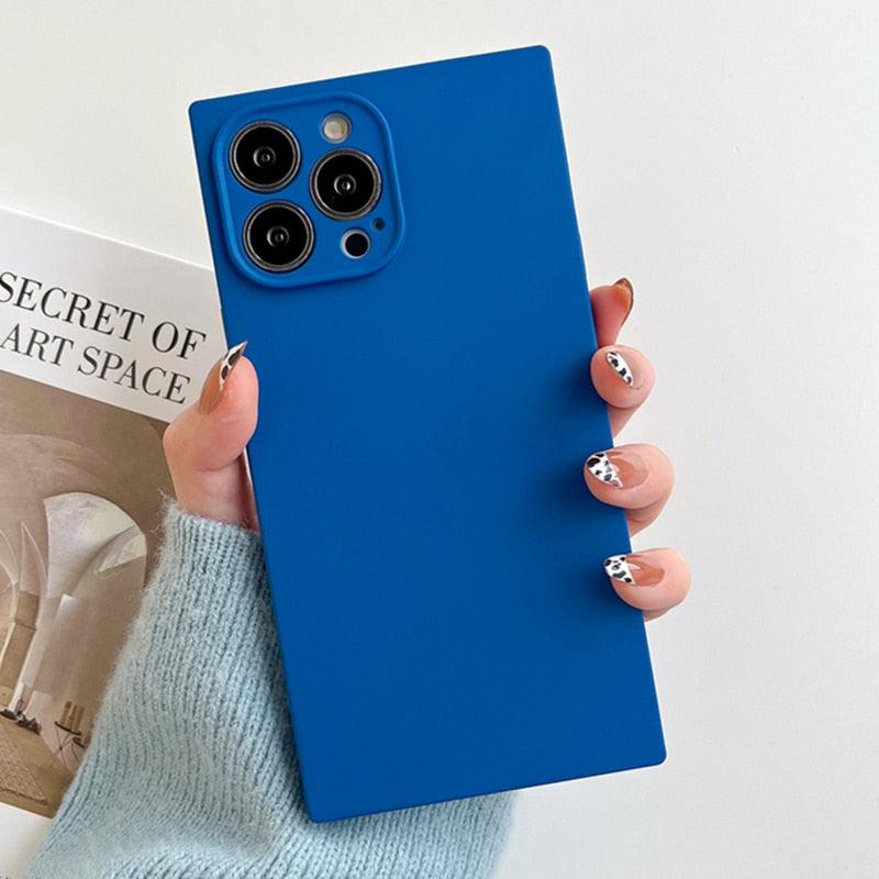 Fashion Candy Color Square Soft Silicone Phone Case for iPhone