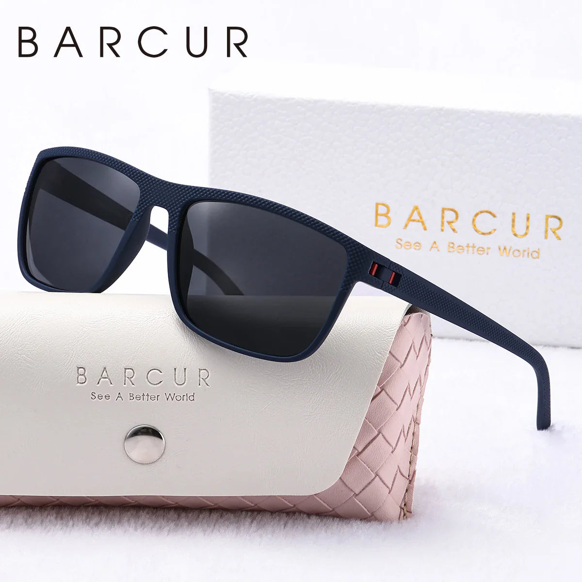 Lunettes de soleil polarisées blanches et roses tendance BARCUR pour femmes