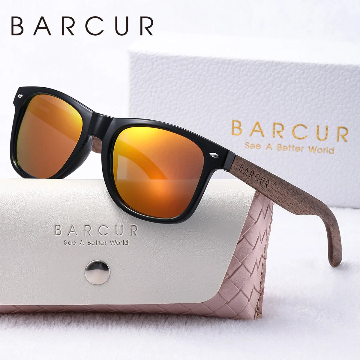 Gafas de sol polarizadas de madera natural para mujer BARCUR