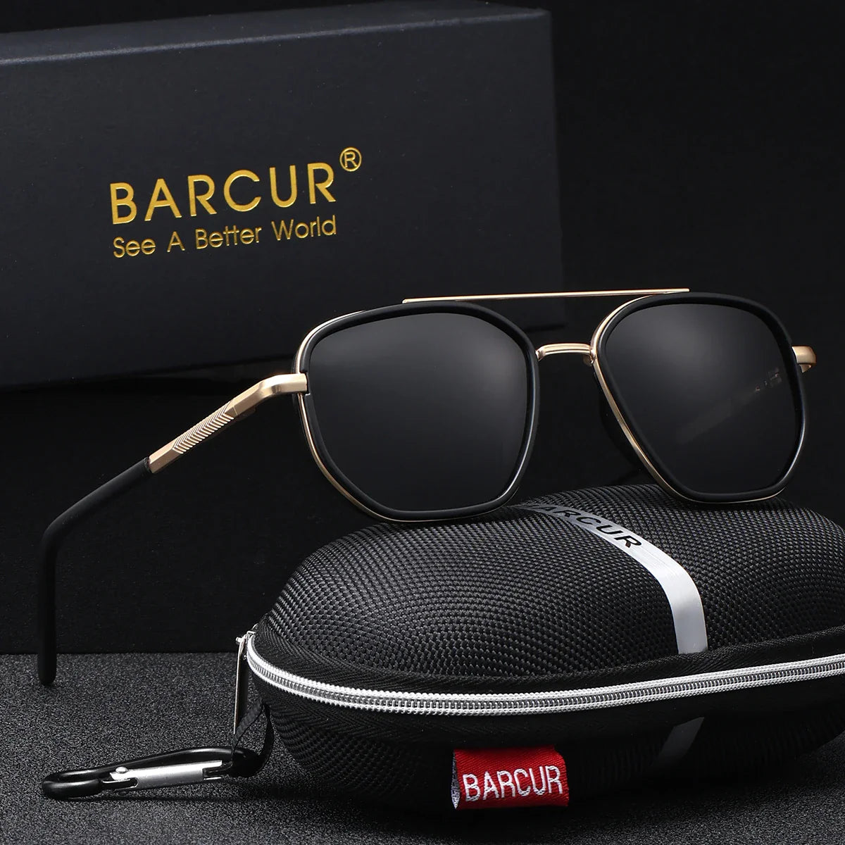Gafas de sol poligonales para hombres BARCUR – Protección polarizada UV400