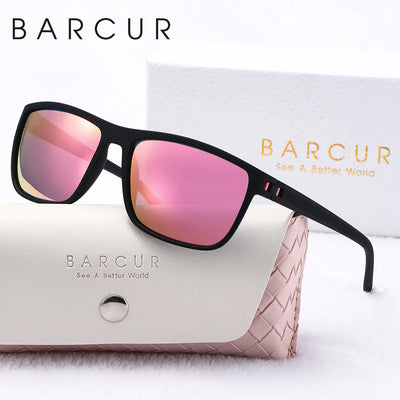 BARCUR Trendy White Pink Polarized Sunglasses for Women