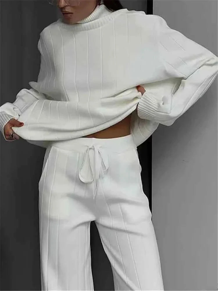 Autumn Winter Women's Knitted Tracksuit Set