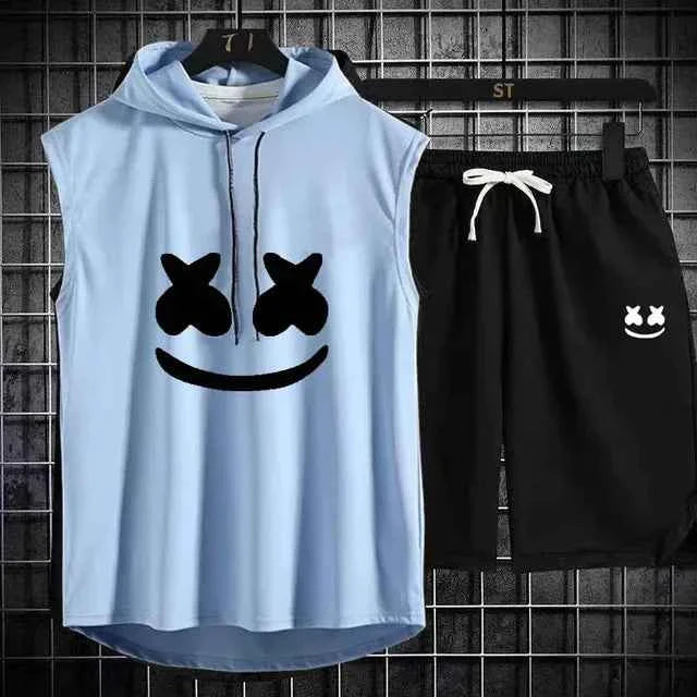 Conjunto de chándal con capucha casual para hombres de verano