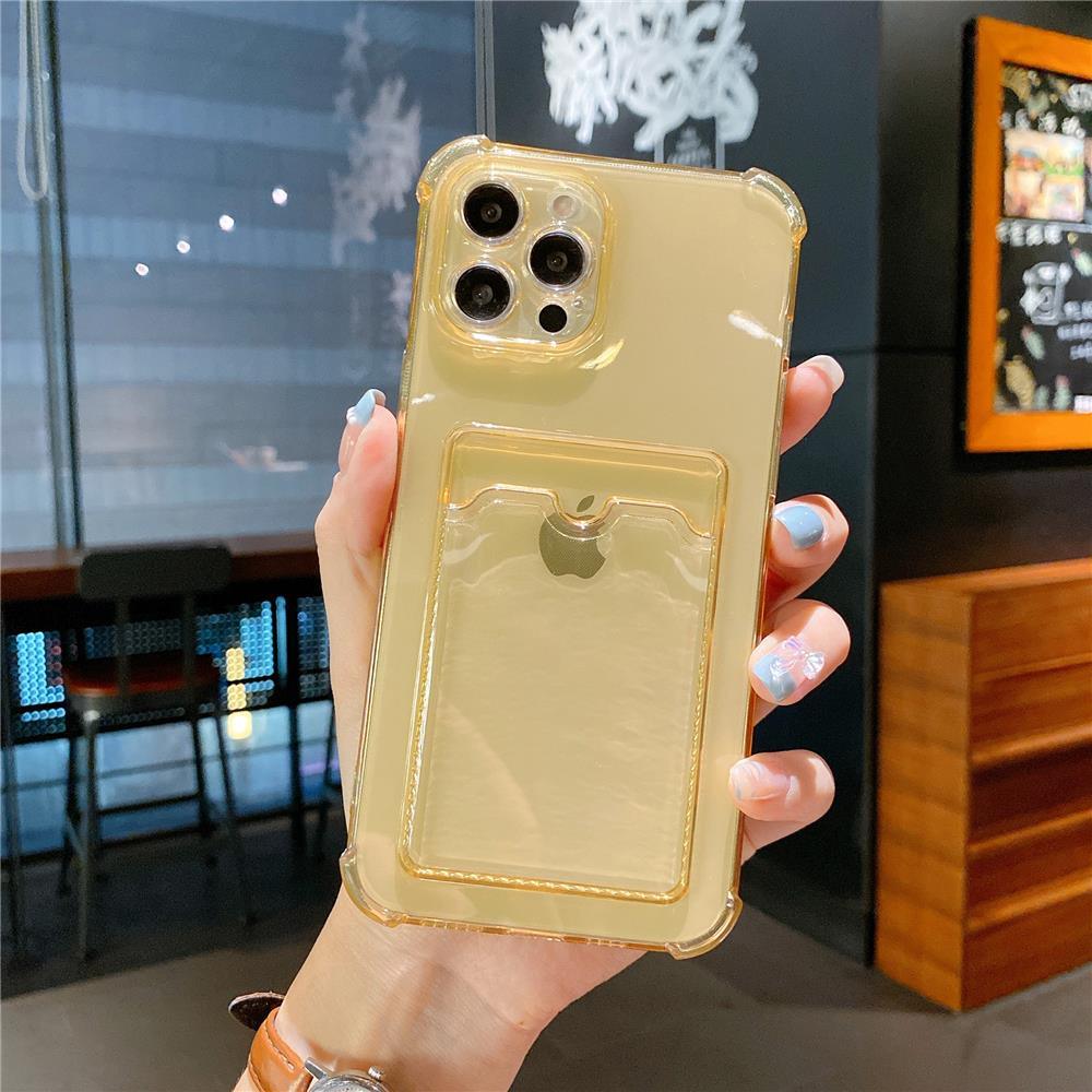 Transparent Card Slot Holder Case for iPhone Models