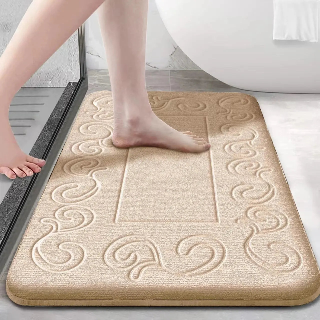 Tapis de bain en mousse à mémoire d'eau absorbante et antidérapant
