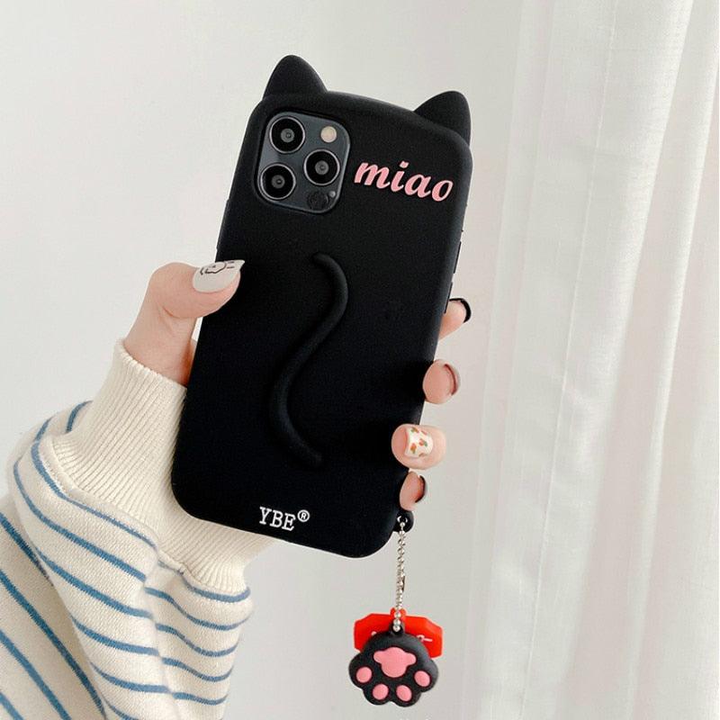 Cartoon Cat Ear Phone Case for iPhone - Cute & Durable