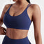 Solid Color Cross Fitness Bra with Chest Pad