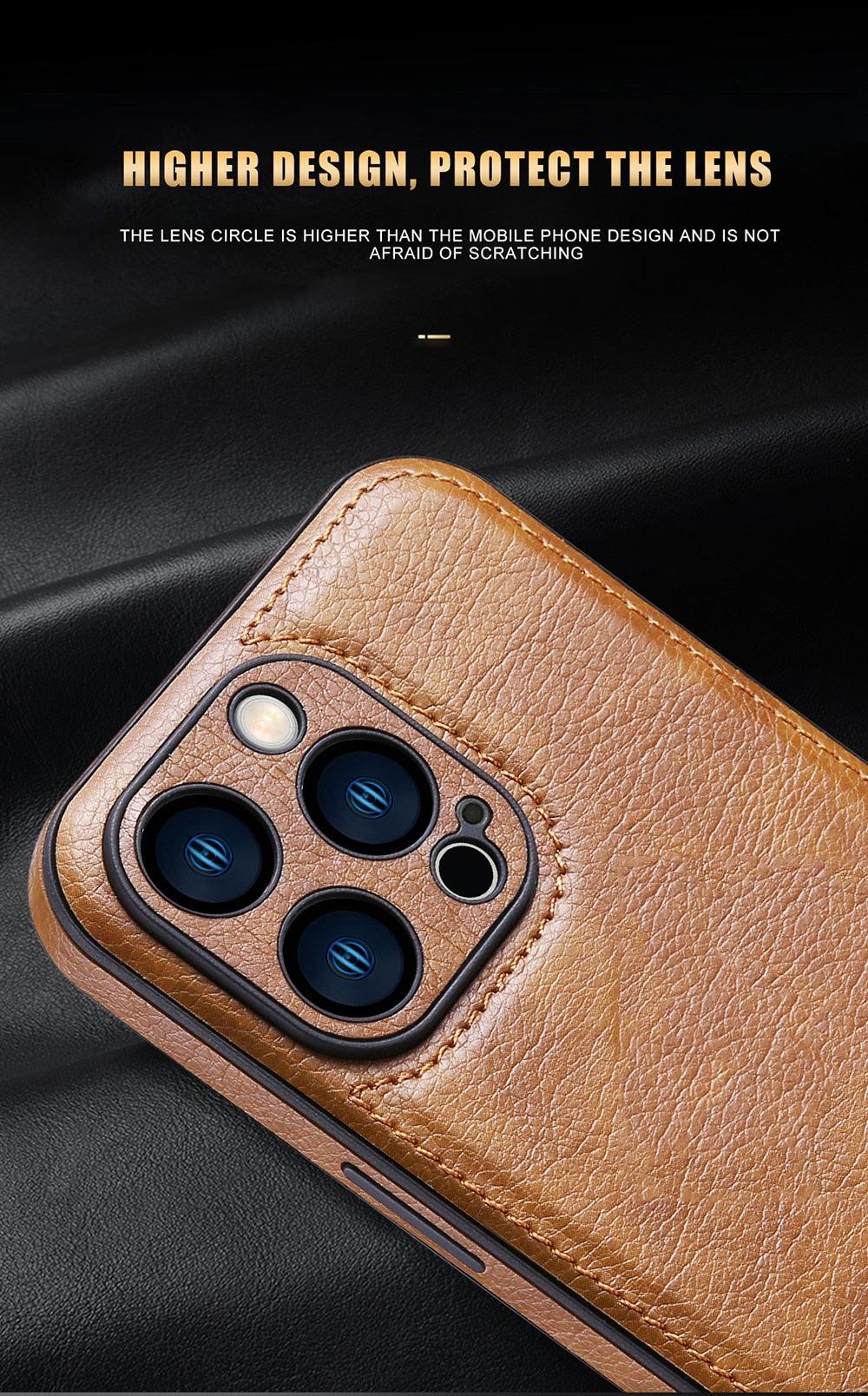 Coque de téléphone en cuir PU de luxe pour modèles d'iPhone