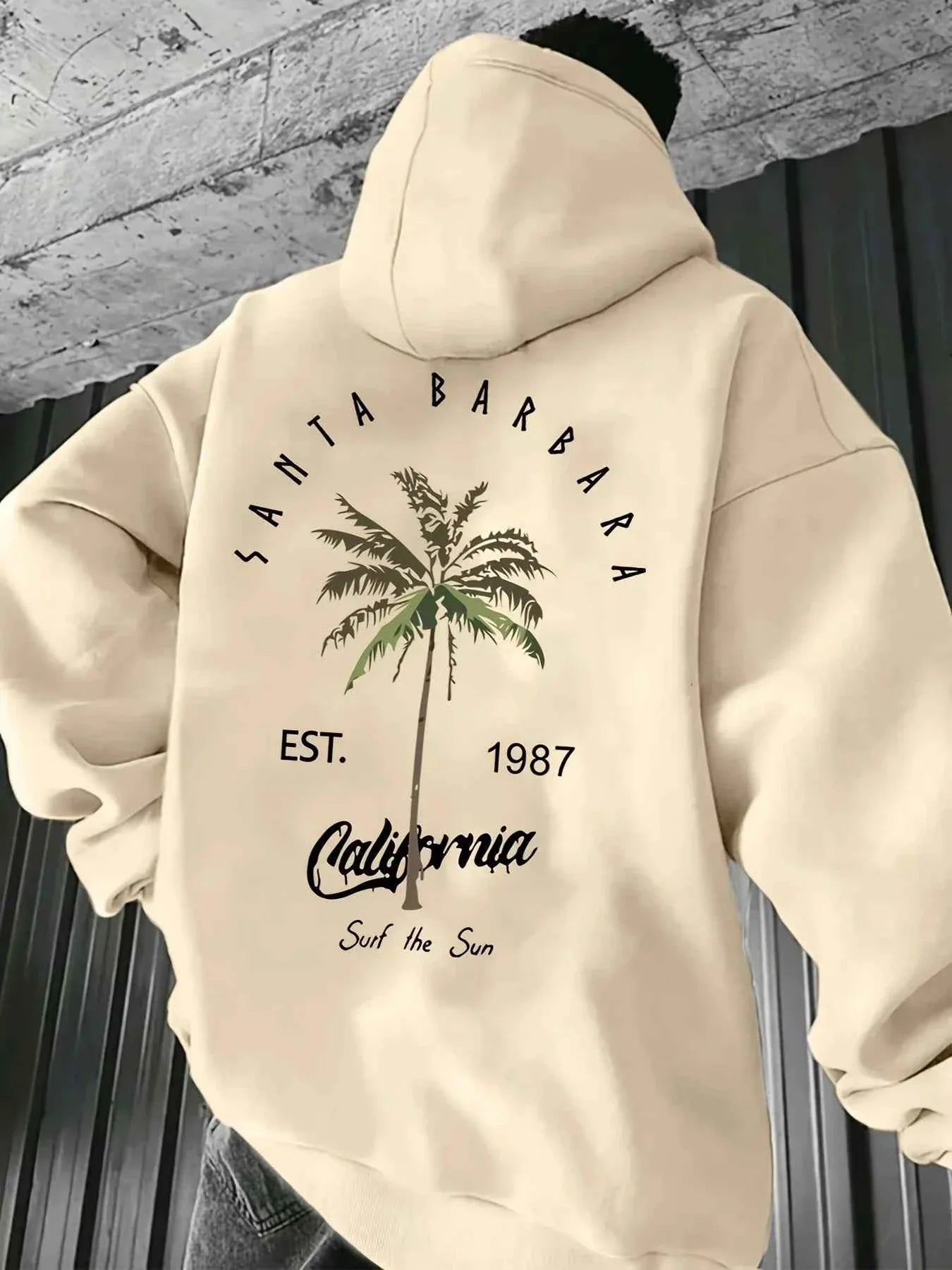 Sudadera con capucha estampada de palmeras tropicales