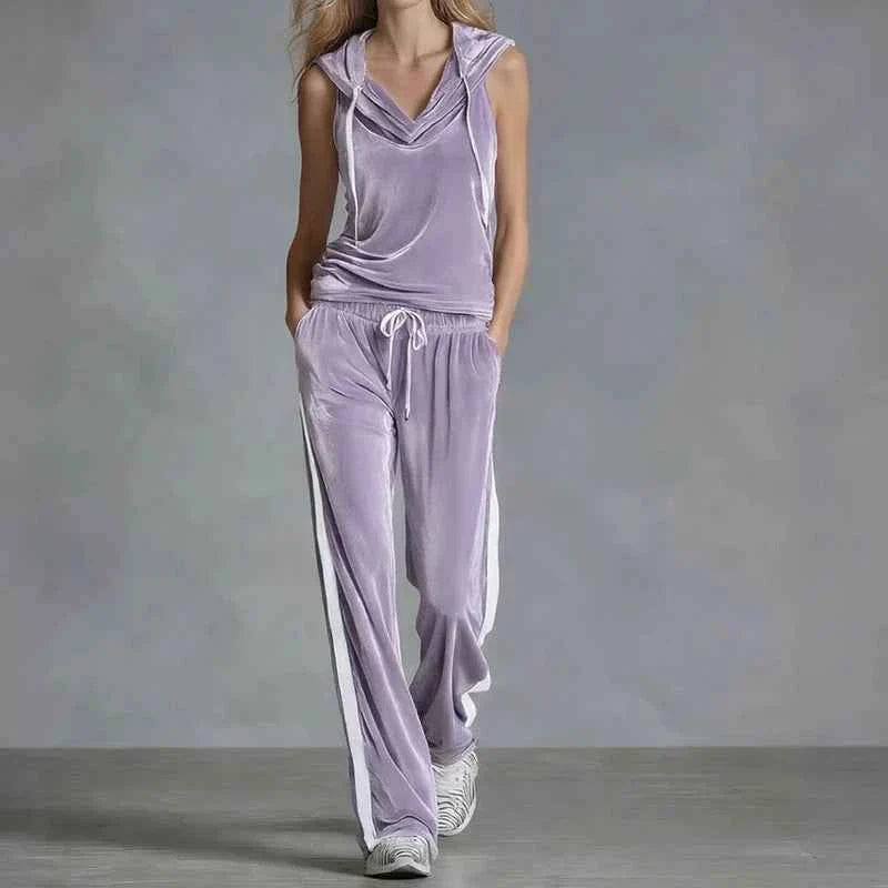 Conjunto de chándal de terciopelo para mujer casual de verano