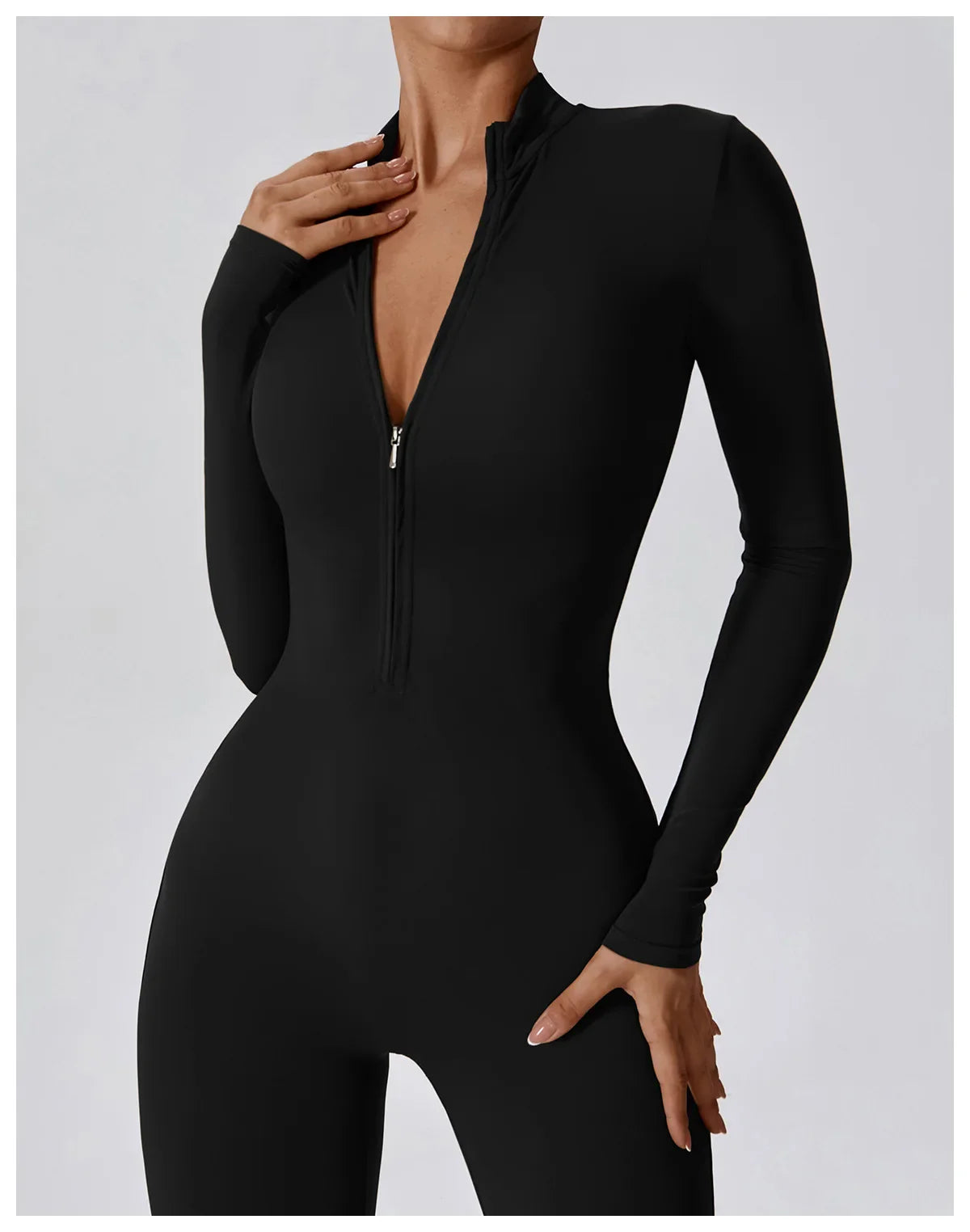 Premium Long Sleeved Yoga Jumpsuit with Zipper