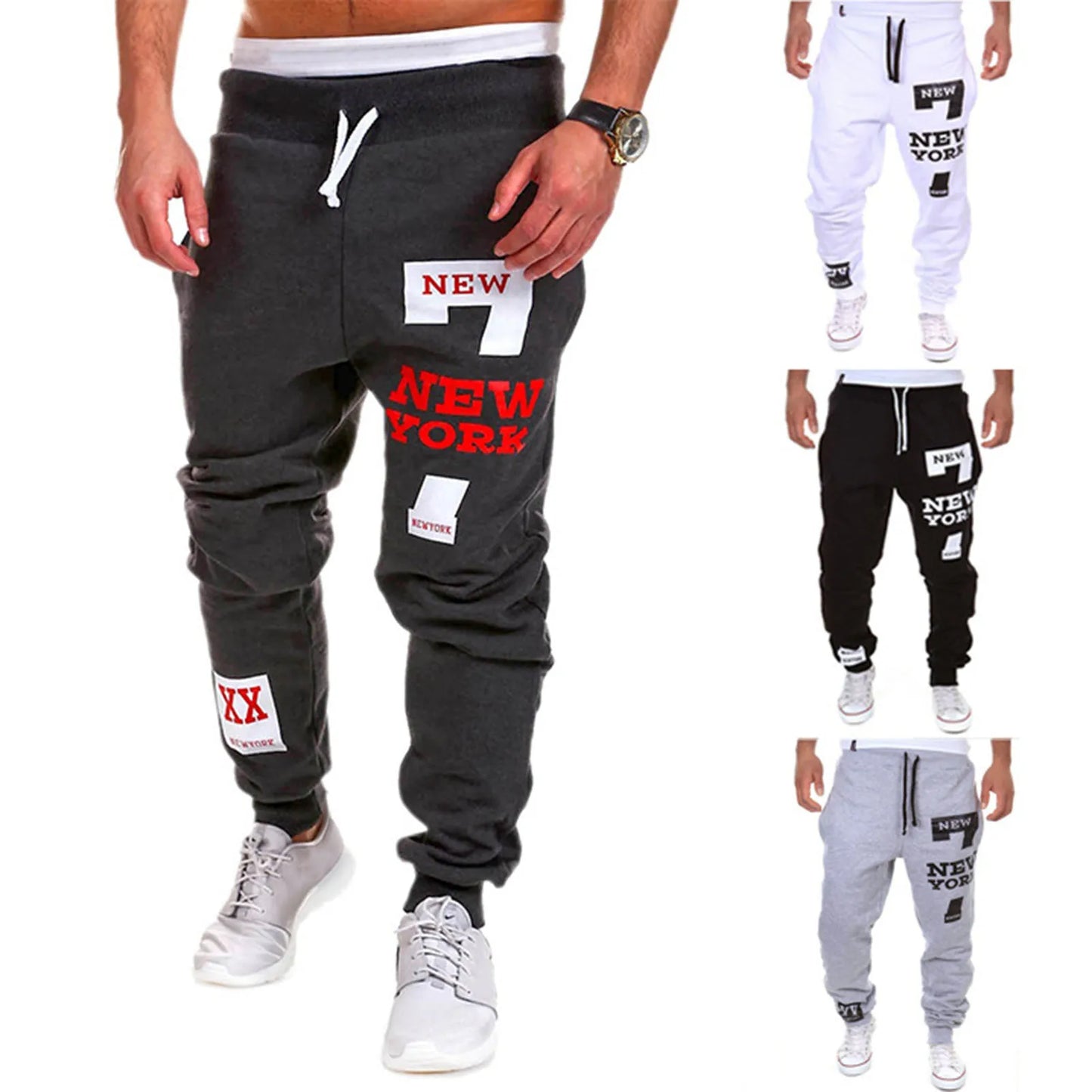 Men's Active Sweatpants with Drawstring and Elastic Waist