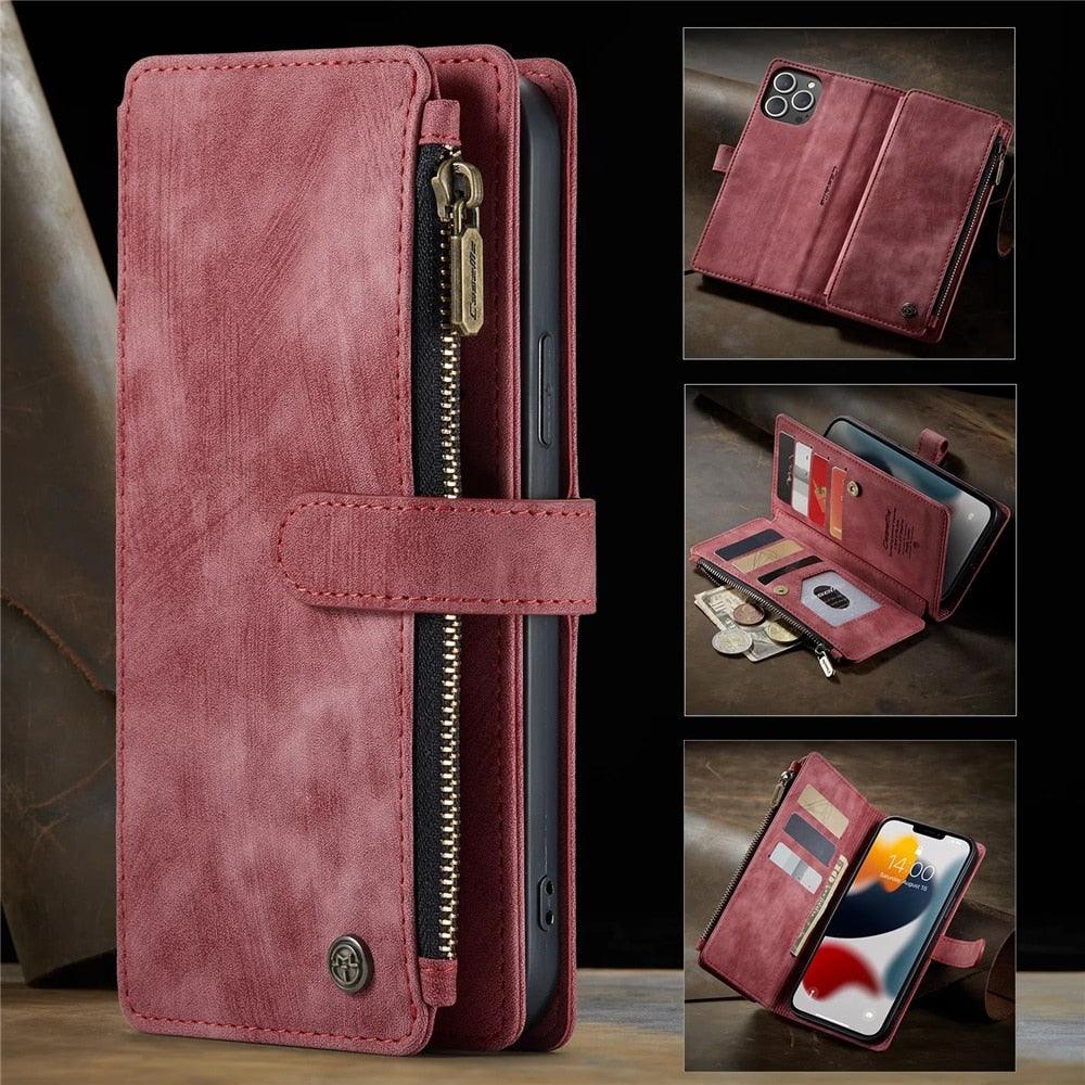 Vintage Leather Wallet Case for iPhone 11-14 Pro Max Mini
