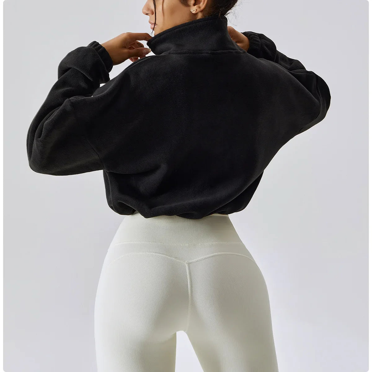 Sudadera con cremallera PolarFleece para mujer - Top corto acogedor
