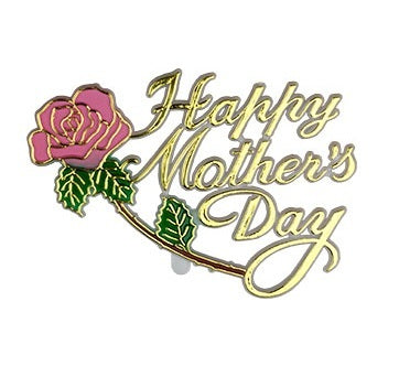 Happy Mother's Day Rose Plaque Cake Toppers - 6 or 24 Pieces