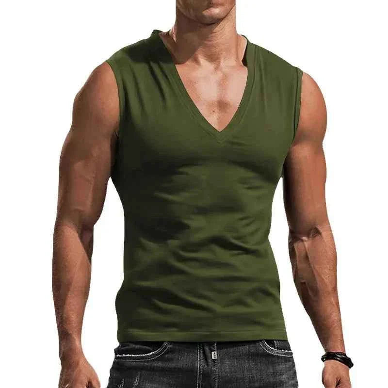 Débardeur d'entraînement en coton pour hommes, été, col en V