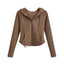Lucyever Y2K Slim Fit Cropped Zip-Up Hoodie