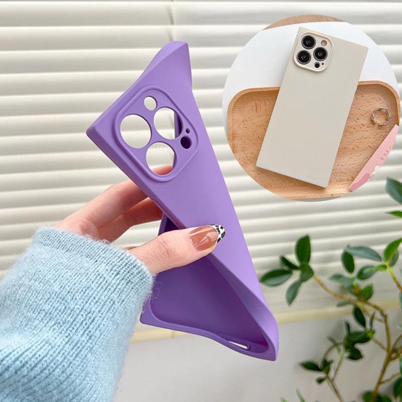 Fashion Candy Color Square Soft Silicone Phone Case for iPhone