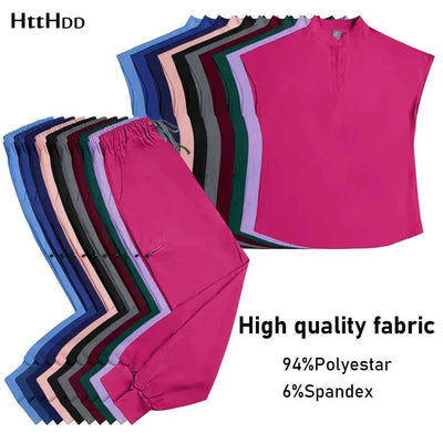 Conjunto de Uniforme de Scrubs Médicos de Spandex Stretch